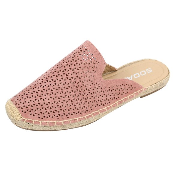 NEW Mauve Vegan Suede Espadrille Loafer Mule - Picture 3 of 6